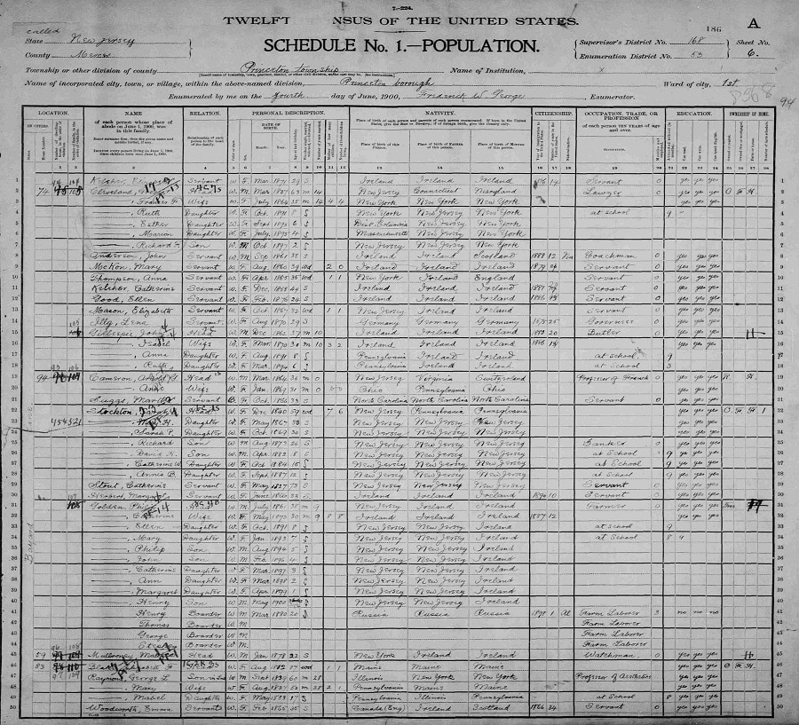 1900 census record of Grover Cleveland